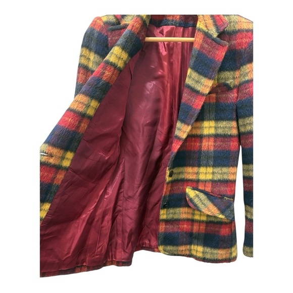 Vintage G.J. Forbes Tartan Plaid Faux Fur Blazer Jacket Size Small - Picture 9 of 12